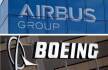 Ilustrační foto - Na kombinovaném snímku loga výrobců letadel Airbusu a Boeingu.