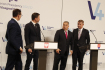 Summit premiérů skupiny V4 v Budapešti 23. listopadu 2021, zleva Mateusz Morawiecki, Eduard Heger, Viktor Orbán a Andrej Babiš.