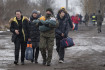 Lidé prchající z Ukrajiny na hraničním přechodu Medyka v Polsku, 9. března 2022.