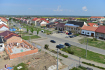 Centrum Moravské Nové Vsi na Břeclavsku ze střechy kostela na snímku z 3. května 2022. Obcí se 24. června 2021 přehnalo tornádo.