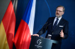 Český premiér Petr Fiala na tiskové konferenci v Berlíně po jednání s německým  kancléřem Olafem Scholzem 5. května 2022.