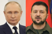 Ilustrační foto - Ruský prezident Vladimir Putin (vlevo) a jeho ukrajinský protějšek Volodymyr Zelenskyj na kombinované fotografii.