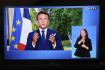 Francouzský prezident Emmanuel Macron během televizního projevu 22. června 2022.