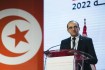 Farouk Bouasker při vyhlášení výsledků referenda v Tunisku 26. července 2022.