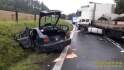 Na hlavní silnici u Nepomuku na Plzeňsku se 24. srpna 2022 ráno srazilo osobní auto s kamionem.