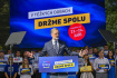 Premiér a předseda ODS Petr Fiala hovoří na zahájení kampaně koalice Spolu před komunálními a senátními volbami, 29. srpna 2022, Kampa, Praha.