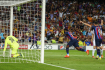 Utkání 1. kola skupiny C fotbalové Ligy mistrů FC Barcelona - Viktoria Plzeň, 7. září 2022.  Franck Kessie (uprostřed) z Barcelony se raduje z gólu. 