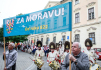 Oslava výročí 1200 let od první písemné zmínky o Moravě, 17. září 2022, Brno. Průvod městem šel od kostela sv. Tomáše.