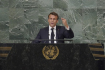 Francouzský prezident Emmanuel Macron při projevu na Valném shromáždění OSN, 20. září 2022.