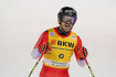 Švýcarský lyžař Loic Meillard se raduje v cíli obřího slalomu v  rakouském Schladmingu 25. ledna 2023.
