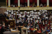 Krajně levicoví zákonodárci v Národním shromáždění v Paříži 20. března 2023.