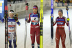 Světový pohár v běhu na lyžích v Tallinnu (Estonsko) - sprint volnou technikou, kategorie žen, 21. března 2023. Uprostřed vítězka Kristine Skistadová z Norska, vlevo druhá Jonna Sundligová ze Švédska a vpravo třetí Nadine Faehndrichová ze Švýcarska.  