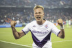 Odvetné utkání semifinále fotbalové Evropské konferenční ligy: FC Basilej - ACF Fiorentina, 18. května 2023. Antonín Barák z Fiorentiny se raduje z vítězství. 