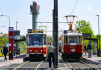 Slavnostní zahájení provozu na nové tramvajové trati Sídliště Modřany - Libuš, 26. května 2023, Praha. Tramvajová zastávka Hasičská stanice Modřany.