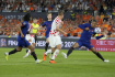 Semifinále fotbalové Ligy národů Nizozemsko - Chorvatsko v Rotterdamu, 14. června 2023. Bruno Petkovič (druhý zleva) střílí gól.
