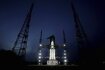 Raketa s indickou sondou Čandrájan-3, která letí k Měsíci, připravená ke startu na kosmodromu. 14. července 2023. 