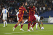 Utkání 4. kola italské fotbalové ligy AS Řím - Empoli, 17. září 2023. Domácí hráči (zleva) Paulo Dybala a Romelu Lukaku se radují z gólu.