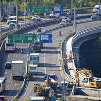 Zahájení první fáze rekonstrukce Barrandovského mostu, 16. května 2022, Praha.