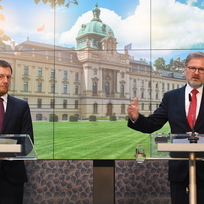 Premiér Petr Fiala (ODS) přijal saského premiéra Michaela Kretschmera, 27. června 2022, Praha