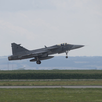 Vzlet letounu JAS 39 Gripen, 26. července 2022, Čáslav, letiště.