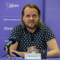 Úvodní tisková konference k zahájení 48. ročníku Letní filmové školy v Uherském Hradišti, 29. července 2022. Programový ředitel festivalu Jan Jílek.