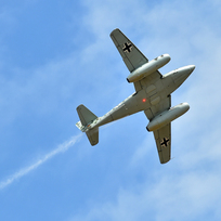 První den dvoudenního Mezinárodního leteckého dne na letišti v Chebu, 13. srpna 2022. Messerschmitt Me-262 Schwable.