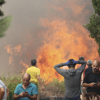 Lesní požár ve městě Aňon de Moncayo na severovýchodě Španělska, 13. srpna 2022.