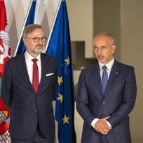 Ilustrační foto - Zleva premiér Petr Fiala (ODS) a jihočeský hejtman Martin Kuba (ODS). 