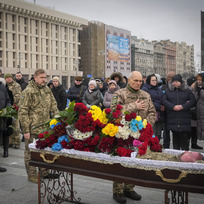 Pohřeb ukrajinského vojáka v Kyjevě, 8. ledna 2023. 