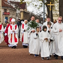 Žehnání ratolestí v Denisových sadech pod Petrovem zahájilo obřady Květné neděle v brněnské katedrále svatého Petra a Pavla, 2. dubna 2023.  