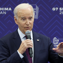 Americký prezident Joe Biden na tiskové konferenci na závěr summitu zemí G7 v Hirošimě, 21. května 2023.