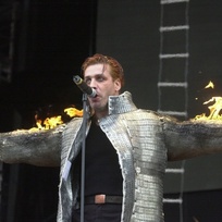 Zpěvák kapely Rammstein Till Lindemann, 12. června 2001, Praha.