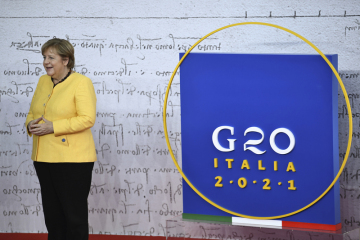 Německá kancléřka Angela Merkelová na summitu G20 v Římě 30. října 2021.